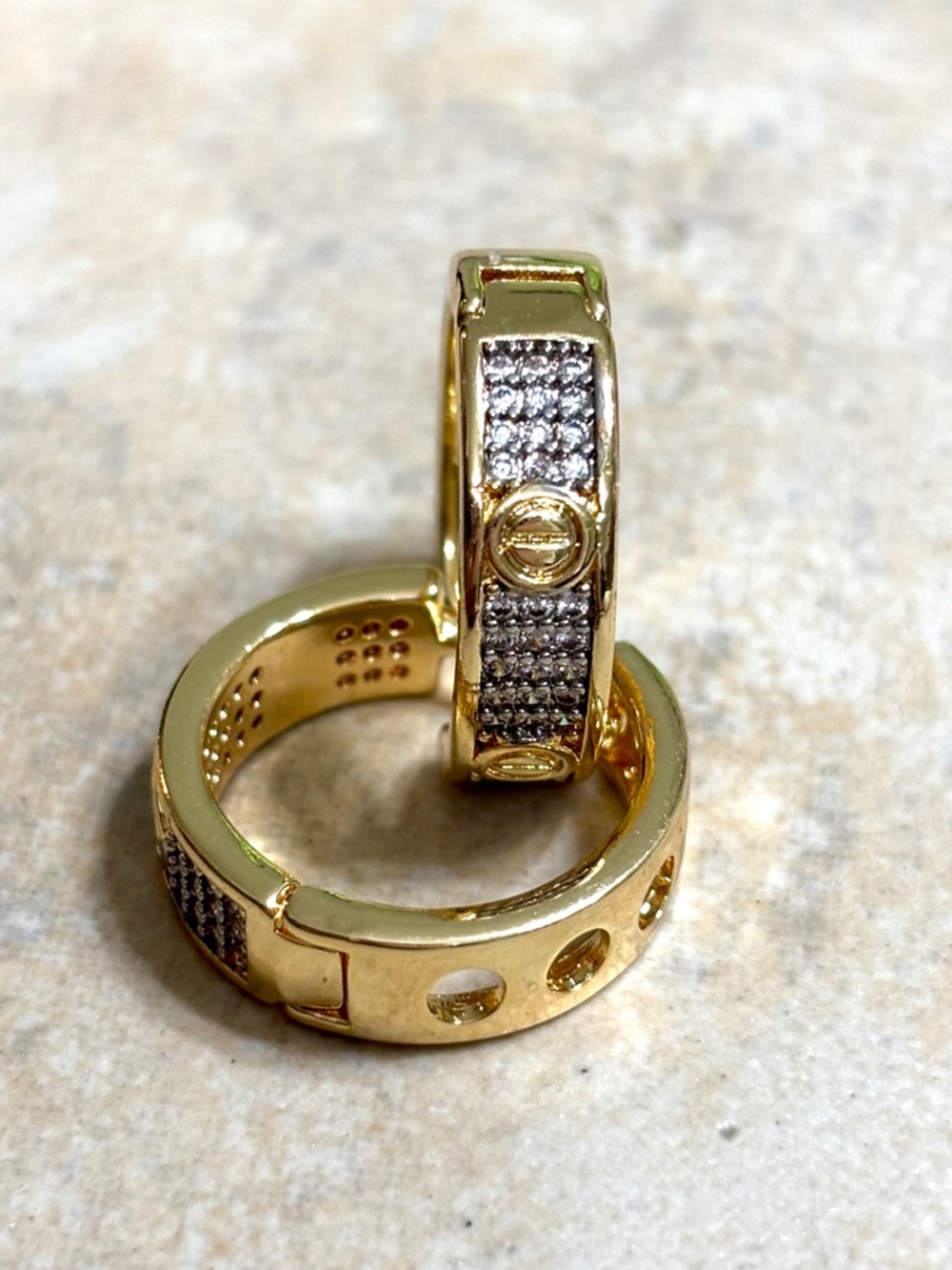 Adina Eden Gold Crystal Pave Hoop Earrings - Picture 4 of 9